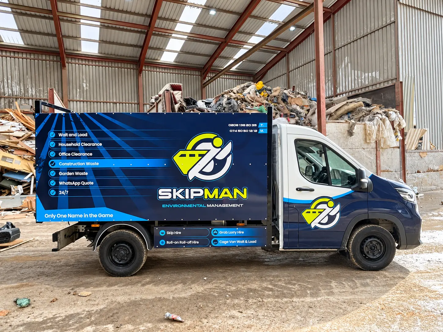 SKIPMAN cage van available for a timed waste collection