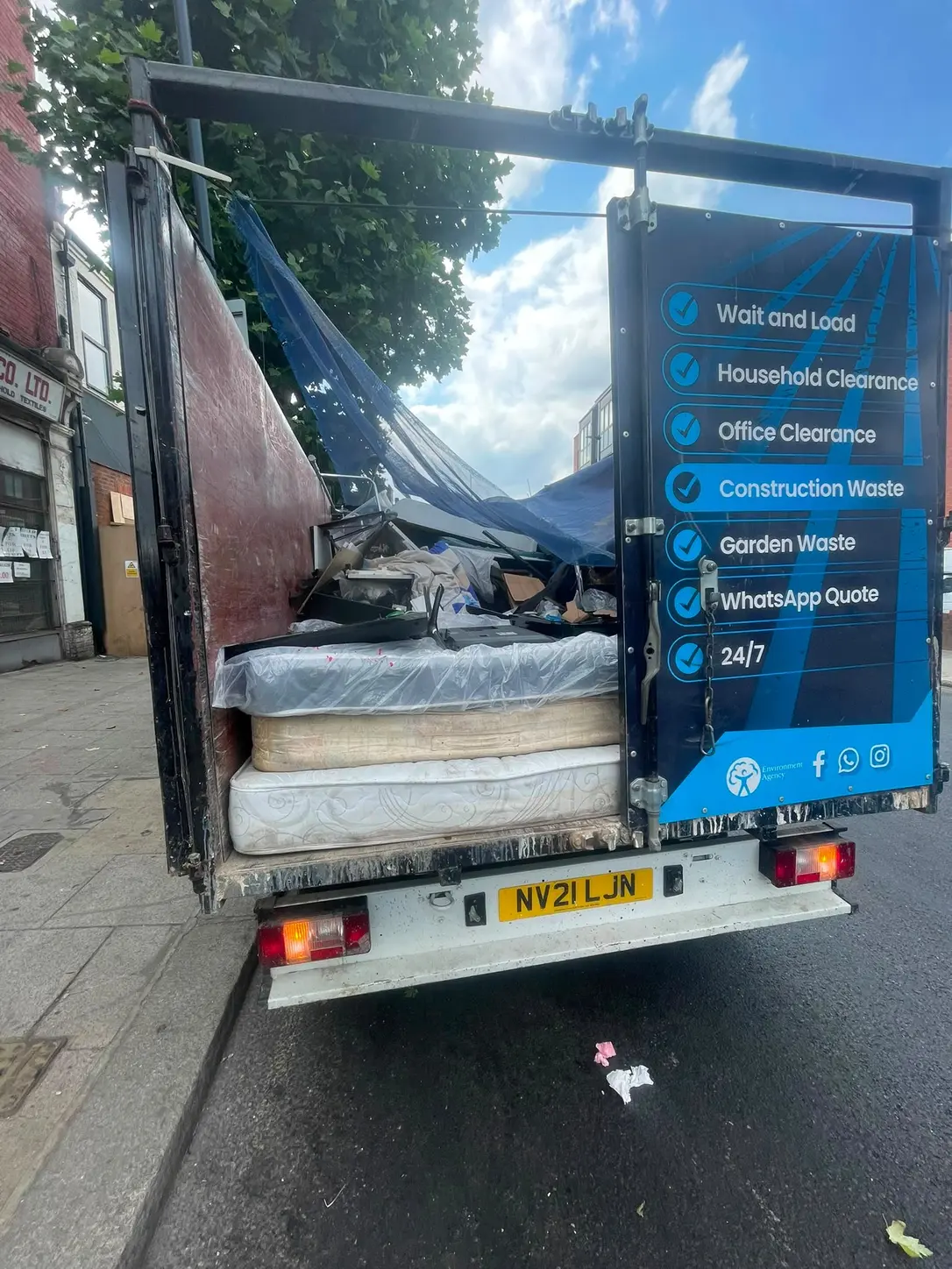Mattresses and household waste ready for SKIPMAN collection